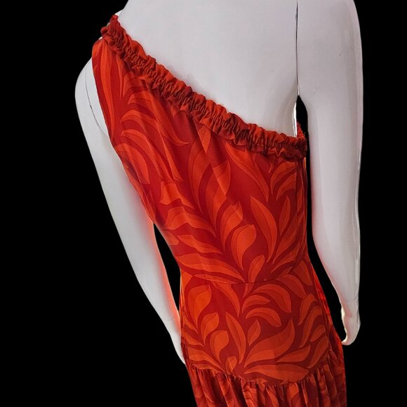 Women's Red/Orange One Shoulder Dress - Picture 3 of 4